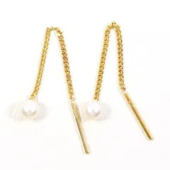 K18YG　ピアス　pierced earrings　イミテーションパール　総重量約0.4g