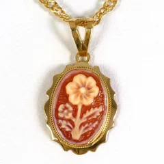 K18YG　ネックレス　necklace　シェルカメオ　総重量約4.5g　約40cm