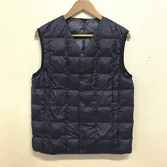 TAION メンズ ベーシック Vネックボタン インナーダウンベスト TAION-001 ネイビー S