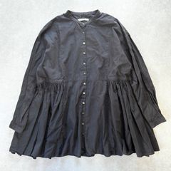 45rpm コットンガーゼ フリルシャツ クルミボタン 長袖 チャコール 2