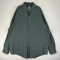 古着 80's～90's/80年代～90年代 ヴィンテージ ブルックスブラザーズ Brooks Brothers 長袖シャツ Makers USA製 胸ポケ XL  グリーン系 無地 メンズ