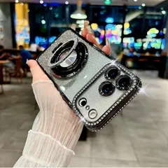 ★iPhone 17 Proケース 6.3インチ 対応 グラデーション ラインストーン キラキラリング付き マグネット搭載 ワイアレス充電 全方位カラー レンズ保護 薄型 シンプル 韓国 人気 アイフォン 17 ケース かわいい 女性向け 耐衝撃 黒