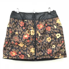 【超美品】キャロウェイ 中綿リバーシブルスカート ブラウン×黒×オレンジ 総柄 フロントジップ レディース L ゴルフウェア Callaway