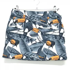 【美品】ラウドマウス スカート グレー×オレンジ トゥカンズ 総柄 内側インナーパンツ レディース L ゴルフウェア LOUDMOUTH