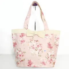 ピンクハウス★薔薇ブーケとイチゴ　リボンがアクセント　可愛いトートバッグ　ピンク系　＊ｋ4379