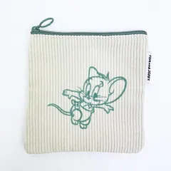 トムとジェリー (タフィー) フロッキー配色フラットポーチ トムジェリ