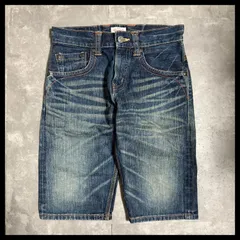 EDWIN 4520 デニム ハーフパンツ 28インチ ヒゲ加工 ジップポケット ヴィンテージブルー ヒゲ強めウォッシュ加工