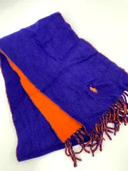 POLO RALPH LAUREN ポロ ラルフローレン ウール混 リバーシブル ポニー刺繍 マフラー オレンジ ネイビー ■■メンズ