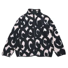 良品 23aw UNIQLO × marimekko ユニクロｘマリメッコ フルジップ 総柄 フリース ジャケット ブルゾン アウター L ブラック レディース 古着 中古 USED
