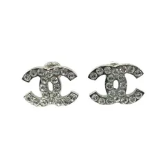 シャネル　CHANEL　シルバー　06V　ココマーク　ラインストーン　ブランド小物　ピアス　レディース