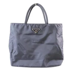 美品 PRADA プラダ トライアングルロゴ テスート ナイロン トート ハンド バッグ B5888 三角ロゴプレート 紺 ネイビー レディース 古着 中古 USED