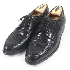 未使用品□POLO RALPH LAUREN ポロ・ラルフローレン Uチップ レースアップ クロコダイル レザー ドレスシューズ ブラック 25EE 日本製 メンズ