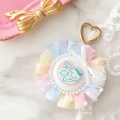 レインボーマタニティロゼット　チュールロゼットマタニティマーク　ハンドメイド　キーホルダー　お守り　マタニティ