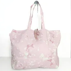 【美品】ピンクハウス★ピンクリボンプリントエコバッグ　ピンク系　＊ｋ4381