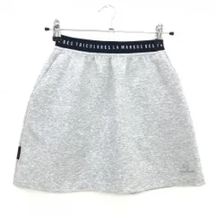 【美品】ルコックゴルフ スカート ライトグレー×ネイビー ウエストロゴ レディース M ゴルフウェア le coq sportif