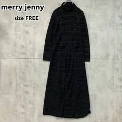 merry jenny メリージェニー ロングワンピース タートルネック マキシ丈 モード 黒 ブラック Fサイズ プリーツ加工 ラッフルデザイン シワ加工 高級感 MARK STYLER 282240301701-01 スタイルアップ 長袖 秋冬 ★ ◇■