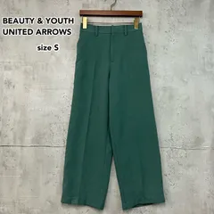 BEAUTY & YOUTH UNITED ARROWS ワイドパンツ S 美品 緑 クロップド タック入り ウエストゴム ビューティ＆ユース ユナイテッドアローズ スラックス きれいめ カジュアル 1614-299-5796 ★ ■◇