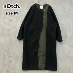 Notch. ノッチ Girls New Standard キルティング切替 ロングコート ウールライク M カーキ ブラック 2WAY ノーカラー ゆったり COX CO.,LTD. 366-NT630-21 ★ ◇■