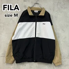 FILA フィラ ビッグロゴ 刺繍 ナイロンジャケット M 黒 白 茶 マルチカラー ブルゾン 軽量 裏地メッシュ風 ストリート スポーツ カジュアル 古着 メンズ レディース ★ ■◇