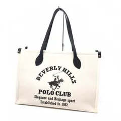 【倉吉店】 BEVERLY HILLS POLO CLUB｜ビバリーヒルズポロクラブ　ポニーロゴプリント キャンバストートバッグ トートバッグ ベージュ【121】