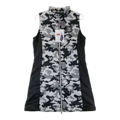 サイズ：3 KISS ON THE GREEN キスオンザグリーン  ノースリーブ 中綿 ジップワンピース 迷彩 カモフラ柄 グレー系 [240101578530] ゴルフウェア レディース ストスト