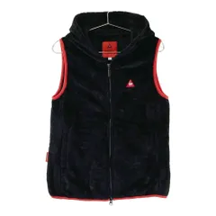 サイズ：L LE COQ GOLF ルコックゴルフ  フード付ボアジップベスト 総柄 ブラック系 [240101583963] ゴルフウェア レディース ストスト