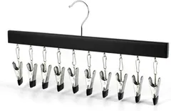 Tiny Room クリップハンガー 強力挟み 跡がつかない ズボン スカート スーツ スラックス 帽子 洗濯物干し 滑り止め付き (ブラック,  36x19.3x1.2cm)