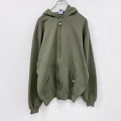 古着 used　80s～　RUSSELL　ラッセル　フルジップスウェットパーカー/フーディー　ヴィンテージ　無地　カーキ　Lサイズ