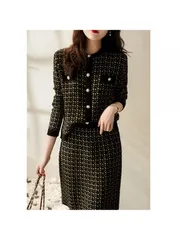 レディース セットアップ 秋冬 韓国風 ジャケット スカート 2点セット チェック柄 長袖 シック オフィス デート 通勤 きれいめ