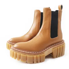 極美品◎Stella McCartney ステラマッカートニー エミリー サイドゴア チェルシーブーツ キャメル ブラック 35 箱・保存袋付き イタリア製 正規品 レディース