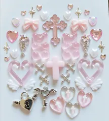 No.381　地雷系　女児ネイル　y2k　ピンク　ネイルパーツ　まとめ売り