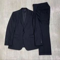 BEAMS HEART ビームス ハート ウール × ポリエステル 2ボタン ストライプ スーツ セットアップ センターベント ジャケット パンツ size 48