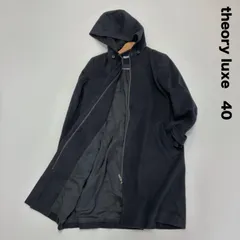 theory luxe セオリーリュクス☆8309628 / SEEK.WOOL / DAFNE /フーデットロングコート 40 ネイビー