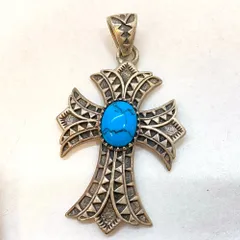 03w22668 ターコイズSVトップ 925 ネックレストップ ペンダントトップ シルバーアクセサリー クロスモチーフ 十字架