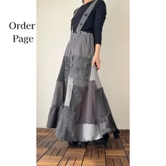 【雰囲気オーダー】発送目安2~6週グレーの深みを重ねたスウェット生地使用古着リメイクアップサイクルジャンパースカート リメイクデニム　デニムリメイク