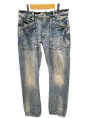 R.NEWBOLD (アールニューボールド) clashed Denim Pants デニムパンツ ジーンズ ペイント加工 コットン L インディゴブルー メンズ/025