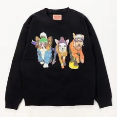 【新品・未使用】 トレーナー メンズ コリスコ 裏起毛 アメカジ おしゃれ 暖かい スウェット かわいい 可愛い アニマル プリント プルオーバー 長袖 クルーネック トップス 冬 M L LL 307.BLACK(イヌ) ブラック 黒 犬 121919-CPのサムネイル