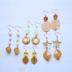 ピアス　５点セット　カーキ　ベージュ　まとめ売り　茶系　お得　プチプラ　低価格　大人可愛い　セット売り