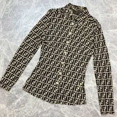 FENDI フェンディ ズッカ シアー シャツ ブラウス 542240 レディース 44 ベージュ ブラウン 長袖シャツ 中古のサムネイル
