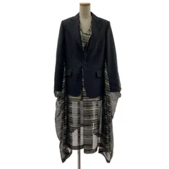 【美品】  JUNYA WATANABE COMME des GARCONS / ジュンヤワタナベ | 2022SS | ポリエステル 異素材 切替 変形 テーラード ドッキング ボリューム ワンピース | S | ブラック | レディース