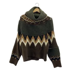 【美品】  sacai / サカイ | 2019AW | フェアアイル ノルディック柄 ジップディティール プルオーバー ニット | 2 | ブラウン / カーキ | レディース