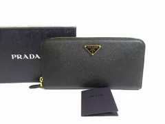 プラダ PRADA サフィアーノトライアングル レザー ジップアラウンド長財布 ラウンドファスナー 長財布 メンズ レディース 【未使用保管品】