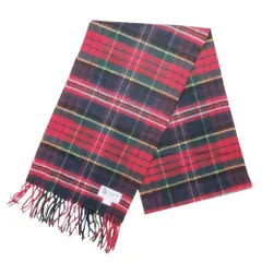 新品同様 Johnstons of Elgin ジョンストンズオブエルガン カシミヤ チェック マフラー ストール スカーフ フリンジ 赤 レッド メンズ レディース 古着 中古 USEDのサムネイル