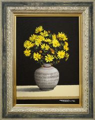F10号)安食慎太郎【ひまわり】肉筆/表裏にサイン有り/絵画/厚塗り作家