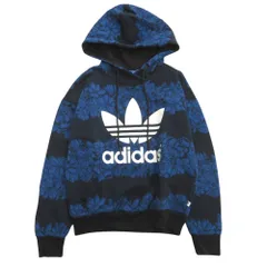 良品 adidas originals アディダスオリジナルス 花柄 スウェット パーカー フーディ プルオーバー S ネイビー レディース 古着 中古 USED