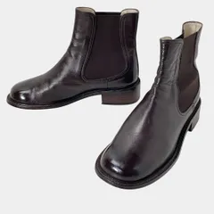 マーガレットハウエル　ブラウン　スクエアトゥ　サイドゴアブーツ