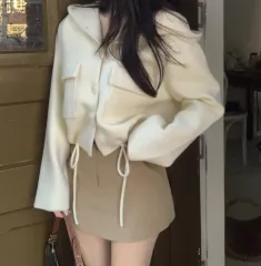 エイブリー クロップド フード ニット カーディガン