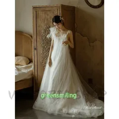 ウェディングドレス ロングドレス スレンダーライン Aラインドレス ノースリーブ 二次会 結婚式 前撮り 花嫁 ウエディングドレス チュール