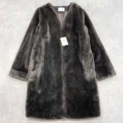 BEAUTY&YOUTH UNITED ARROWS　ビューティアンドユース ユナイテッドアローズ　エコファーコート　ノーカラー　ロング　ブラウン　レディース　S
