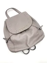 MICHAEL KORS マイケルコース レザー スタッズ ビジュー フラップ リュック デイパック バッグ グレー ■■◎レディース